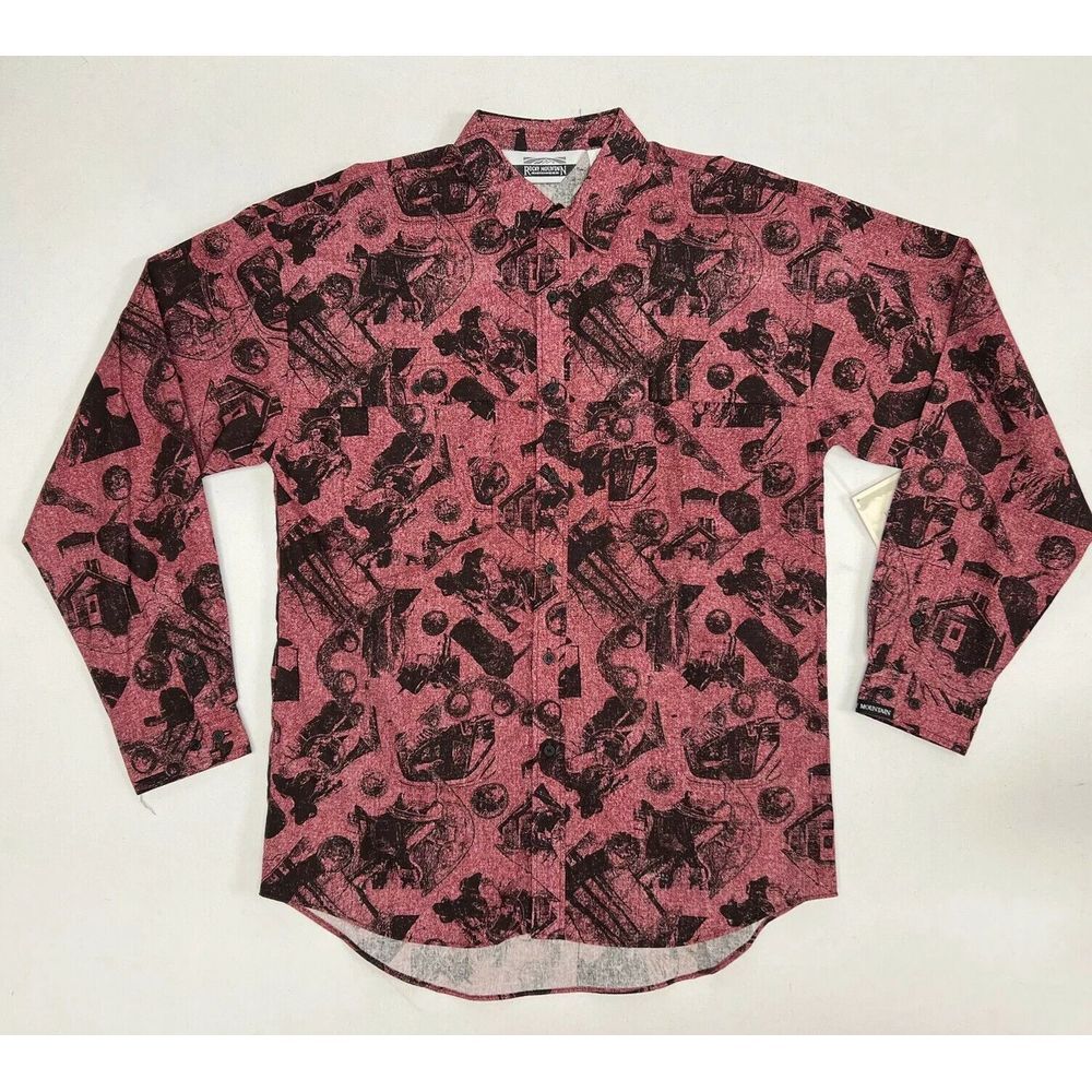 Vintage 80s NOS Rocky Mountain Clothing‎ Co Western Button Up Shirt Aztec Size M